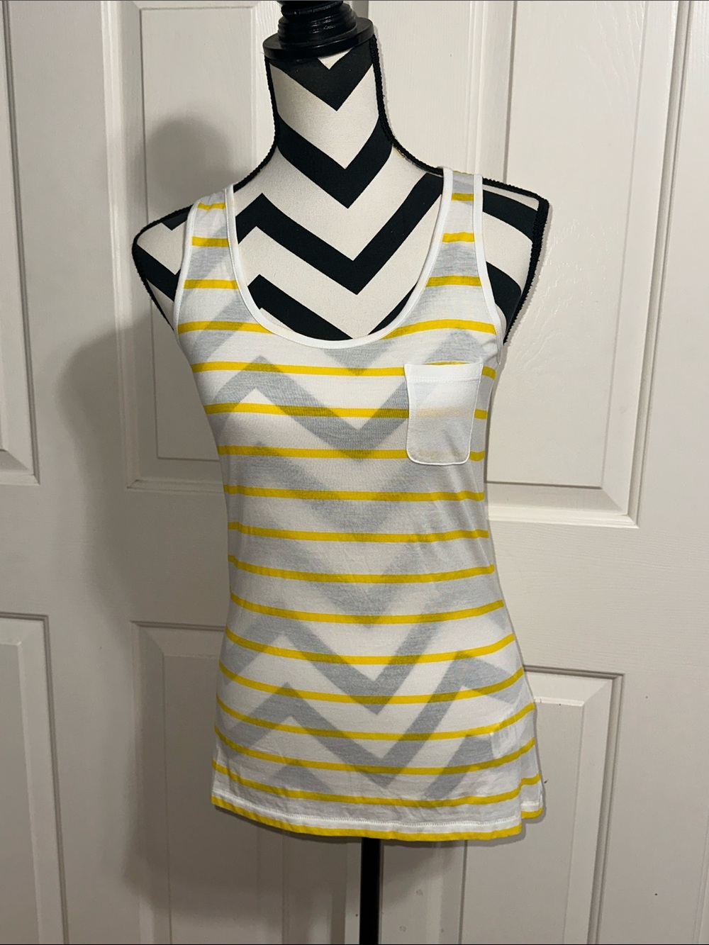 Barbour Yellow and White Striped Pocket Tank